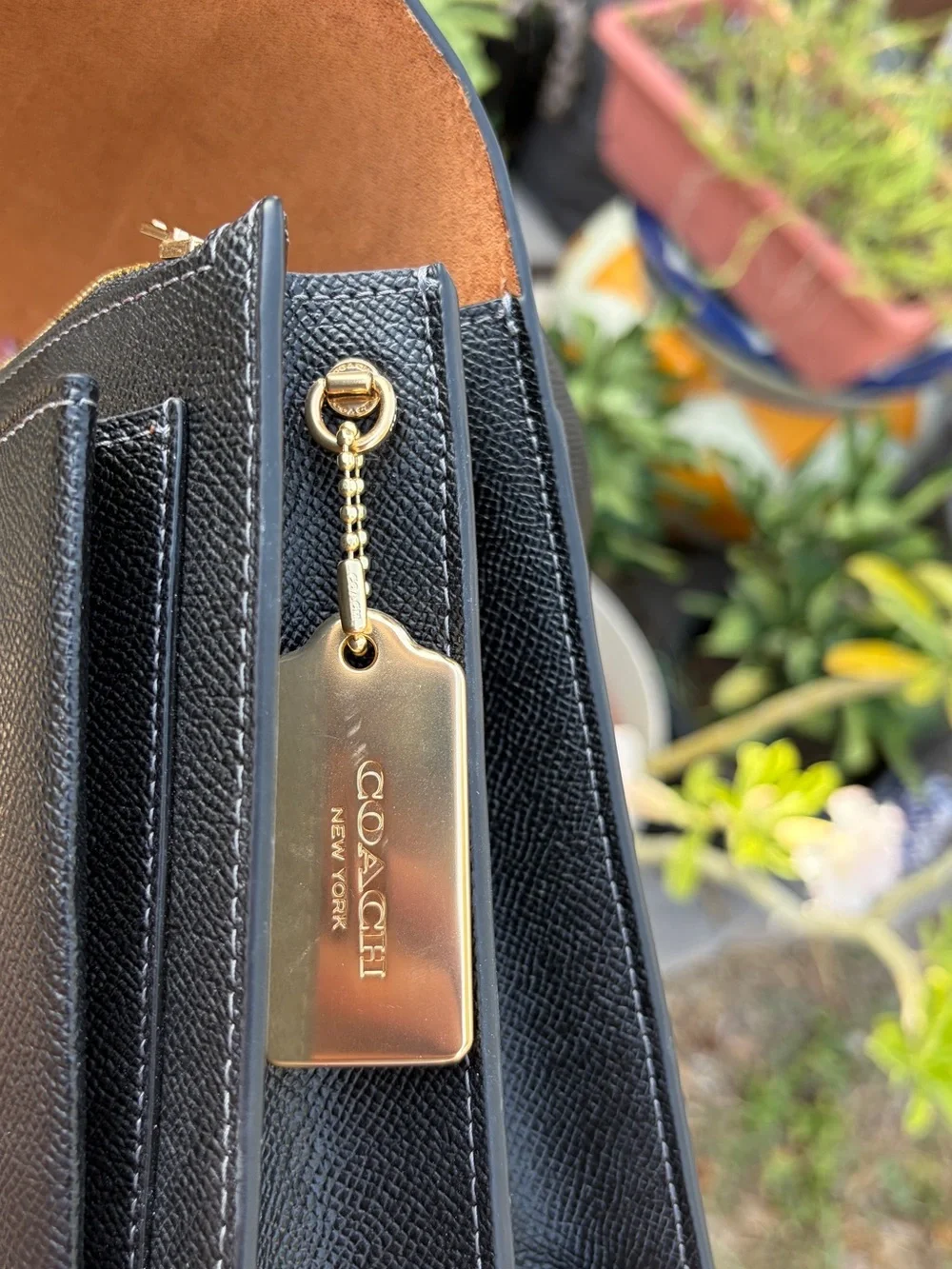 COACH Black Leather Top-Handle Satchel with Gold Hardware